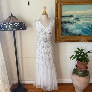 Beaded white wedding / evening dress